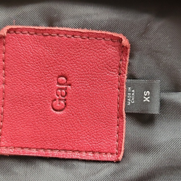 Women's Red Leather Jacket - Picture 5 of 6